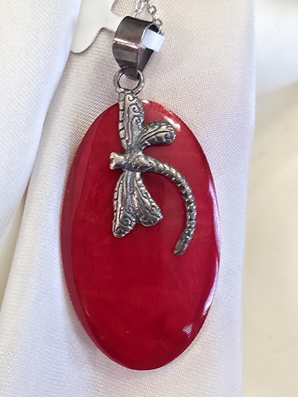 Bali Legacy Sponge Coral, Sterling Silver, Dragonfly Pendant W Chain